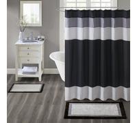 Alfombras de baρo Madison Park Amherst, 100 % algodσn, con mechones ultra suaves, antideslizantes, absorbentes, de secado rαpido, color negro, 20