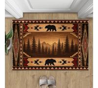 Alfombras de cabaña de oso para suelo de cocina, alfombra rústica de bosque azteca, 70 x 120 cm, alfombra de pasillo de vida silvestre occidental, lavable y antideslizante, alfombra pequeña para