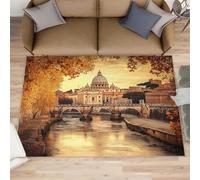 Alfombras de castillo para sala de estar, 80 x 150 cm, alfombra de otoño con vista a la ciudad, lavable a máquina, arquitectura europea, antideslizante, alfombra suave de pelo corto para dormitorio