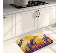 Alfombras de cocina artísticas de jirafa para suelo, alfombras suaves con estampado animal vibrante, acolchadas, cómodas, lavables, antideslizantes, para fregaderos de cocina, lavandería, baño, 16 x