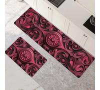 Alfombras de Cocina de 2 Piezas, Alfombra Cocina Lavable Antideslizante Súper Absorbente, Alfombra Baño Secado Rapido para Pasillo, Comedor, Entrada, Lavandería Dark 120x180cm+120x360cm 1-1174