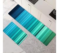 Alfombras de Cocina de 2 Piezas, Alfombra Cocina Lavable Antideslizante Súper Absorbente, Alfombra Baño Secado Rapido para Pasillo, Comedor, Entrada, Lavandería Teal 120x180cm+120x360cm 1-696