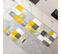 Alfombras de Cocina de 2 Piezas, Alfombra Cocina Lavable Antideslizante Súper Absorbente, Alfombra Baño Secado Rapido para Pasillo, Comedor, Entrada, Lavandería Square 70x100cm+70x210cm 1-922