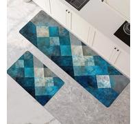 Alfombras de Cocina de 2 Piezas, Alfombra Cocina Lavable Antideslizante Súper Absorbente, Alfombra Baño Secado Rapido para Pasillo, Comedor, Entrada, Lavandería Teal 70x100cm+70x210cm 1-628