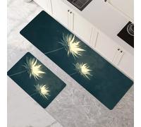 Alfombras de Cocina de 2 Piezas, Alfombra Cocina Lavable Antideslizante Súper Absorbente, Alfombra Baño Secado Rapido para Pasillo, Comedor, Entrada, Lavandería Teal 40x60cm+40x120cm 1-629