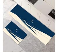 Alfombras de Cocina de 2 Piezas, Alfombra Cocina Lavable Antideslizante Súper Absorbente, Alfombra Baño Secado Rapido para Pasillo, Comedor, Entrada, Lavandería Teal 80x120cm+80x240cm 1-598