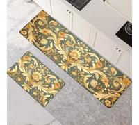 Alfombras de Cocina de 2 Piezas, Alfombra Cocina Lavable Antideslizante Súper Absorbente, Alfombra Baño Secado Rapido para Pasillo, Comedor, Entrada, Lavandería Classic 90x140cm+90x270cm 1-955