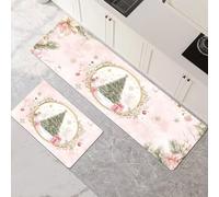 Alfombras de Cocina de 2 Piezas, Alfombra Cocina Lavable Antideslizante Súper Absorbente, Alfombra Baño Secado Rapido para Pasillo, Comedor, Entrada, Lavandería Festivals 30x50cm+30x90cm 1-1306