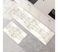 Alfombras de Cocina de 2 Piezas, Alfombra Cocina Lavable Antideslizante Súper Absorbente, Alfombra Baño Secado Rapido para Pasillo, Comedor, Entrada, Lavandería Cream 120x180cm+120x360cm 1-1120