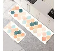 Alfombras de Cocina de 2 Piezas, Alfombra Cocina Lavable Antideslizante Súper Absorbente, Alfombra Baño Secado Rapido para Pasillo, Comedor, Entrada, Lavandería Classic 90x140cm+90x270cm 1-1061