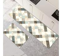 Alfombras de Cocina de 2 Piezas, Alfombra Cocina Lavable Antideslizante Súper Absorbente, Alfombra Baño Secado Rapido para Pasillo, Comedor, Entrada, Lavandería Classic 45x70cm+45x140cm 1-1058