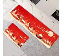 Alfombras de Cocina de 2 Piezas, Alfombra Cocina Lavable Antideslizante Súper Absorbente, Alfombra Baño Secado Rapido para Pasillo, Comedor, Entrada, Lavandería Christmas 50x80cm+50x150cm 1-1022