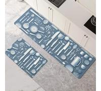 Alfombras de Cocina de 2 Piezas, Alfombra Cocina Lavable Antideslizante Súper Absorbente, Alfombra Baño Secado Rapido para Pasillo, Comedor, Entrada, Lavandería Teal 90x140cm+90x270cm 1-627