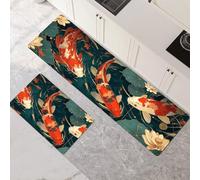 Alfombras de Cocina de 2 Piezas, Alfombra Cocina Lavable Antideslizante Súper Absorbente, Alfombra Baño Secado Rapido para Pasillo, Comedor, Entrada, Lavandería Teal 60x90cm+60x180cm 1-630