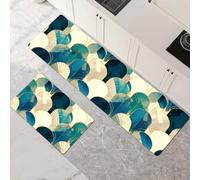 Alfombras de Cocina de 2 Piezas, Alfombra Cocina Lavable Antideslizante Súper Absorbente, Alfombra Baño Secado Rapido para Pasillo, Comedor, Entrada, Lavandería Teal 70x100cm+70x210cm 1-672