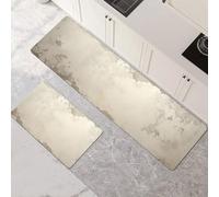 Alfombras de Cocina de 2 Piezas, Alfombra Cocina Lavable Antideslizante Súper Absorbente, Alfombra Baño Secado Rapido para Pasillo, Comedor, Entrada, Lavandería Cream 120x180cm+120x360cm 1-1004