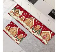 Alfombras de Cocina de 2 Piezas, Alfombra Cocina Lavable Antideslizante Súper Absorbente, Alfombra Baño Secado Rapido para Pasillo, Comedor, Entrada, Lavandería Festivals 45x70cm+45x140cm 1-1240