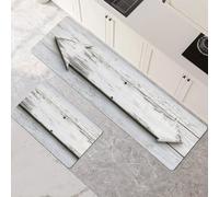 Alfombras de Cocina de 2 Piezas, Alfombra Cocina Lavable Antideslizante Súper Absorbente, Alfombra Baño Secado Rapido para Pasillo, Comedor, Entrada, Lavandería Wooden 120x180cm+120x360cm 1-924