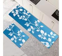 Alfombras de Cocina de 2 Piezas, Alfombra Cocina Lavable Antideslizante Súper Absorbente, Alfombra Baño Secado Rapido para Pasillo, Comedor, Entrada, Lavandería Teal 30x50cm+30x90cm 1-595