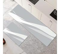 Alfombras de Cocina de 2 Piezas, Antideslizantes, Absorbentes y Lavables, Tapetes de Cocina Secado Rapido, Tapete Grey para Pasillo, Entrada, Hogar, Oficina, Lavandería 30x50cm+30x90cm 6-1302