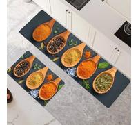 Alfombras de Cocina de 2 Piezas, Antideslizantes, Absorbentes y Lavables, Tapetes de Cocina Secado Rapido, Tapete Spoons para Pasillo, Entrada, Hogar, Oficina, Lavandería 80x120cm+80x240cm 6-202