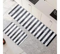 Alfombras de Cocina de 2 Piezas, Antideslizantes, Absorbentes y Lavables, Tapetes de Cocina Secado Rapido, Tapete Stripes para Pasillo, Entrada, Hogar, Oficina, Lavandería 60x90cm+60x180cm 6-188