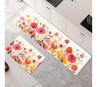 Alfombras de Cocina de 2 Piezas, Antideslizantes, Absorbentes y Lavables, Tapetes de Cocina Secado Rapido, Tapete Watercolor para Pasillo, Entrada, Hogar, Oficina, Lavandería 50x80cm+50x150cm 6-388