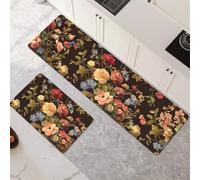 Alfombras de Cocina de 2 Piezas, Antideslizantes, Absorbentes y Lavables, Tapetes de Cocina Secado Rapido, Tapete Vintage para Pasillo, Entrada, Hogar, Oficina, Lavandería 120x180cm+120x360cm 6-369