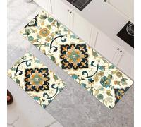 Alfombras de Cocina de 2 Piezas, Antideslizantes, Absorbentes y Lavables, Tapetes de Cocina Secado Rapido, Tapete Mandala para Pasillo, Entrada, Hogar, Oficina, Lavandería 50x80cm+50x150cm 6-1348