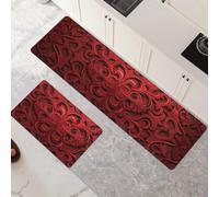 Alfombras de Cocina de 2 Piezas, Antideslizantes, Absorbentes y Lavables, Tapetes de Cocina Secado Rapido, Tapete Red para Pasillo, Entrada, Hogar, Oficina, Lavandería 45x70cm+45x140cm 6-261