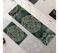 Alfombras de Cocina de 2 Piezas, Antideslizantes, Absorbentes y Lavables, Tapetes de Cocina Secado Rapido, Tapete Tradition para Pasillo, Entrada, Hogar, Oficina, Lavandería 60x90cm+60x180cm 6-253