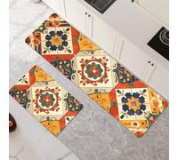 Alfombras de Cocina de 2 Piezas, Antideslizantes, Absorbentes y Lavables, Tapetes de Cocina Secado Rapido, Tapete Gifts para Pasillo, Entrada, Hogar, Oficina, Lavandería 50x80cm+50x150cm 6-1128
