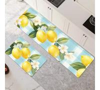 Alfombras de Cocina de 2 Piezas, Antideslizantes, Absorbentes y Lavables, Tapetes de Cocina Secado Rapido, Tapete Fruits para Pasillo, Entrada, Hogar, Oficina, Lavandería 50x80cm+50x150cm 6-1226