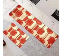Alfombras de Cocina de 2 Piezas, Antideslizantes, Absorbentes y Lavables, Tapetes de Cocina Secado Rapido, Tapete Red para Pasillo, Entrada, Hogar, Oficina, Lavandería 120x180cm+120x360cm 6-312