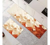 Alfombras de Cocina de 2 Piezas, Antideslizantes, Absorbentes y Lavables, Tapetes de Cocina Secado Rapido, Tapete Ochre para Pasillo, Entrada, Hogar, Oficina, Lavandería 30x50cm+30x90cm 6-1324