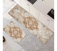 Alfombras de Cocina de 2 Piezas, Antideslizantes, Absorbentes y Lavables, Tapetes de Cocina Secado Rapido, Tapete Vintage para Pasillo, Entrada, Hogar, Oficina, Lavandería 120x180cm+120x360cm 6-373
