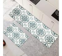 Alfombras de Cocina de 2 Piezas Antideslizantes, Absorbentes y Lavables, Tapetes de Cocina Secado Rapido, Tapete Mandarinas para Pasillo, Entrada, Hogar, Oficina, Lavandería 120x180cm+120x360cm 6-1411