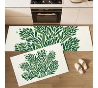 Alfombras De Cocina De 2 Piezas Simple Y Abstracto, Antideslizante Absorbe, Alfombras De Piso Púas De Hierba, Lavables A Máquina para Cocina Junto Al Fregadero, Pasillo 40x60cm+40x120 cm, Verde