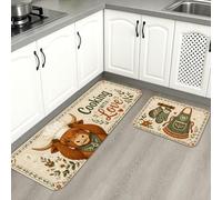 Alfombras de cocina de oso rústico para piso, diseño vintage de pan y amor, tapetes suaves, acolchados y cómodos, lavables para fregaderos de cocina y baño, 2 unidades