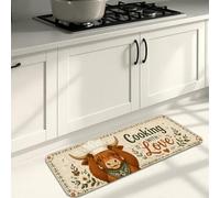 Alfombras de cocina de oso rústico para suelo, diseño vintage de pan y amor, tapetes suaves, acolchados y cómodos, lavables para fregaderos de cocina y baño, 16 x 47 pulgadas