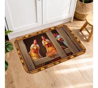 Alfombras de cocina de pollo para piso, alfombras suaves con patrón de gallina rústica, acolchadas, cómodas, lavables, para fregaderos de cocina, lavandería, baño, 20 x 31 pulgadas