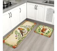 Alfombras de cocina inspiradas en la naturaleza para piso, estampados de animales fantásticos, acogedoras, acolchadas, lavables, para fregaderos de cocina, lavadero, baño, 2 unidades
