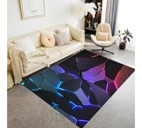 Alfombras de Deportes Electrónicos 3D Almohadillas de Suelo de Juego de Línea de Neón, Alfombras de Dormitorio en la Sala de Estar de Juegos,Decoración de Alfombras Antideslizantes Lavables