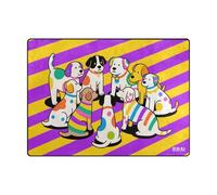 Alfombras de dormitorio de 4 x 5 pies, alfombra minimalista para niños, para dormitorio, comedor, granja, guardería, oficina en casa (4 x 5 pies, natural), fiesta de perros felices