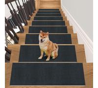Alfombras de Escalera X5 Alfombrillas para Escalones 36x88cm Gris Oscuro | Peldaños De Escalera Antideslizantes Alfombras De Interior Lavables A Máquina, Reutilizables Para Escalones De Madera