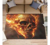 Alfombras de esqueleto para dormitorio, diseño de calavera de llama, alfombra gótica de terror para sala de estar, alfombra lavable para habitación de niños y niñas, alfombra antideslizante y de pelo