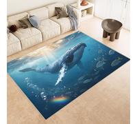 Alfombras de Habitacion Cachemira Sintética 50x80 cm DelfíN Sol Fondo Marino Impreso 3D Alfombras Lavables en Lavadora Respaldo Antideslizante Adecuado para Mesitas de Noche áreas para Mascotas