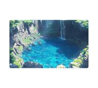 Alfombras de habitación para dormitorio, alfombra de entrada grande con efecto de engaño visual, adecuada para zonas de alto tráfico, uso en interiores y exteriores, duradero y fácil de limpiar (azul