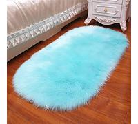 Alfombras de imitación de Piel de Oveja para dormitorios, Alfombra mullida y esponjosa, alfombras, Almohadillas y Protectores estéticos Azules, 50x80cm/19.7x31.4in