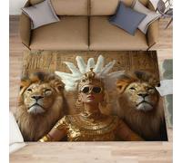 Alfombras de león para habitación de niñas, alfombras de estilo griego para dormitorio, alfombra de chica sexy y decoración del hogar, alfombra lavable para mesita de noche, comedor, cocina, tapete de